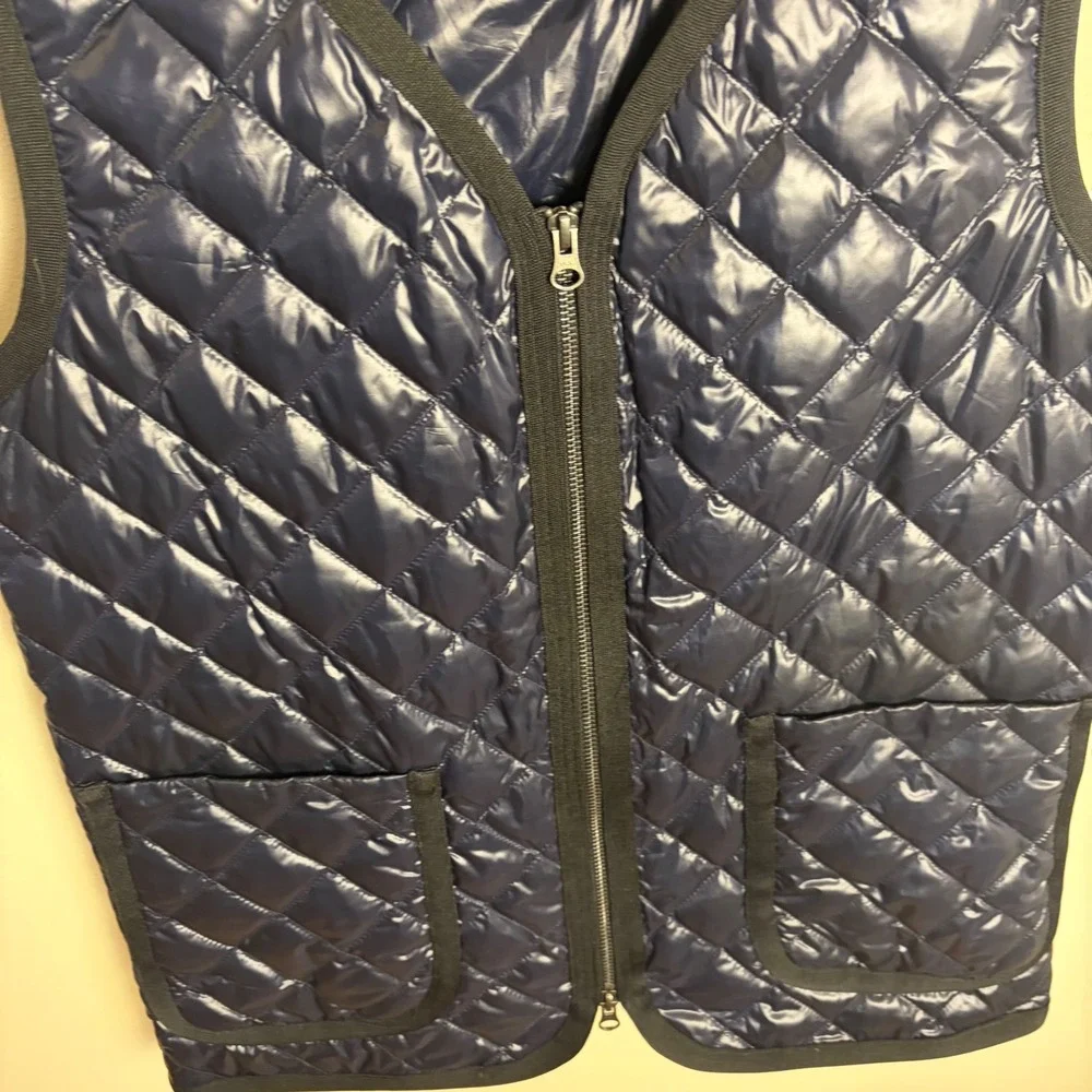 J.Crew Vest Mens XS Navy Blue Quilted Down Puffer Full Zip Lightweight Pockets